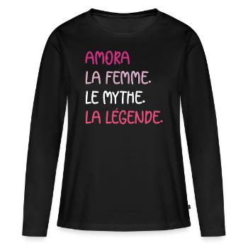 La femme le mythe Amora - T-shirt manches longues Premium bio Femme - noir - Devant - Julia (174cm)