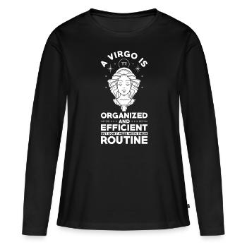 Horoscope astrologique du zodiaque de la Vierge Vierge - T-shirt manches longues Premium bio Femme - noir - Devant - Julia (174cm)