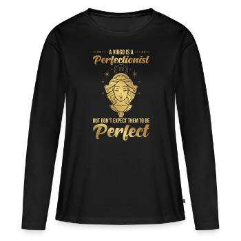 Horoscope astrologique du zodiaque de la Vierge Vierge - T-shirt manches longues Premium bio Femme - noir - Devant - Julia (174cm)