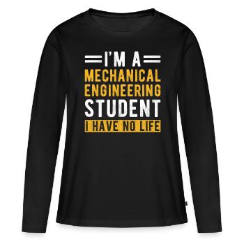 Cadeau étudiant en génie mécanique - T-shirt manches longues Premium bio Femme - noir - Devant - Julia (174cm)