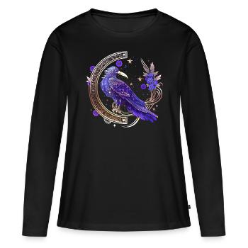 Mystic Crow, Wicca, Morrigan, Celtique, Oiseau - T-shirt manches longues Premium bio Femme - noir - Devant - Julia (174cm)
