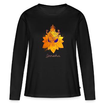 Dieu hindou - Ganesha - T-shirt manches longues Premium bio Femme - noir - Devant - Julia (174cm)