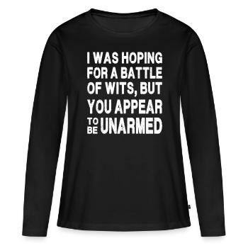 J’espérais une bataille d’ - T-shirt manches longues Premium bio Femme - noir - Devant - Julia (174cm)