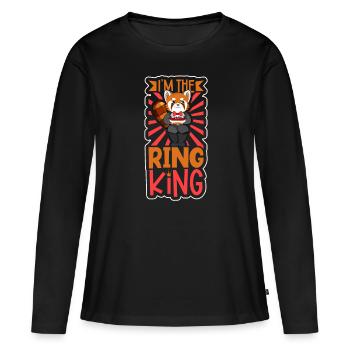 Je suis le roi de l’anneau - Porteur de l’anneau - T-shirt manches longues Premium bio Femme - noir - Devant - Julia (174cm)