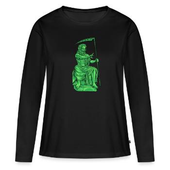 Dieu grec Kronos - Dieu romain Saturne - T-shirt manches longues Premium bio Femme - noir - Devant - Julia (174cm)