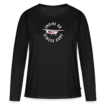 Moteur sur le stress disparu Pilotes d’avion d’aviation - T-shirt manches longues Premium bio Femme - noir - Devant - Julia (174cm)