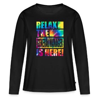 Directeur général Drôle de dicton - T-shirt manches longues Premium bio Femme - noir - Devant - Julia (174cm)