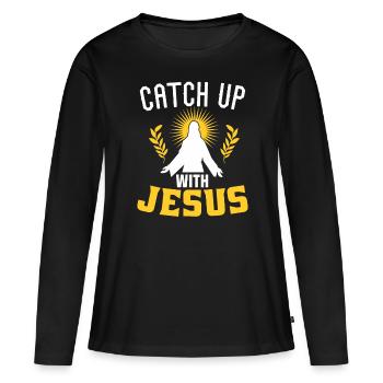 Rattraper Jésus - T-shirt manches longues Premium bio Femme - noir - Devant - Julia (174cm)