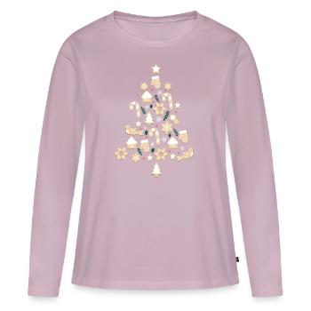 Cookie Noël Xmas - T-shirt manches longues Premium bio Femme - rose poudré - Devant - Julia (174cm)