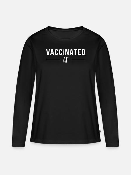 Vaccinated as fuck - Frauen Premium Bio Langarmshirt - Schwarz