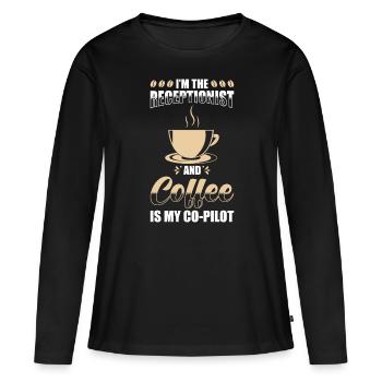 Réceptionniste Cadeau Café réceptionniste - T-shirt manches longues Premium bio Femme - noir - Devant - Julia (174cm)