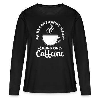 Réceptionniste Cadeau Café réceptionniste - T-shirt manches longues Premium bio Femme - noir - Devant - Julia (174cm)