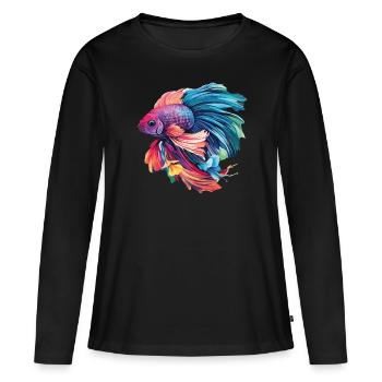 Bettafish Couleurs vives - T-shirt manches longues Premium bio Femme - noir - Devant - Julia (174cm)