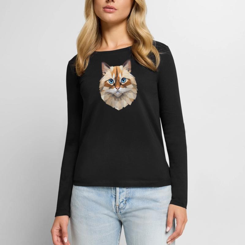 Conception de polygones de chat birman T-shirt manches longues Premium bio Femme