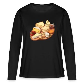 Plateau de fromages - T-shirt manches longues Premium bio Femme - noir - Devant - Julia (174cm)