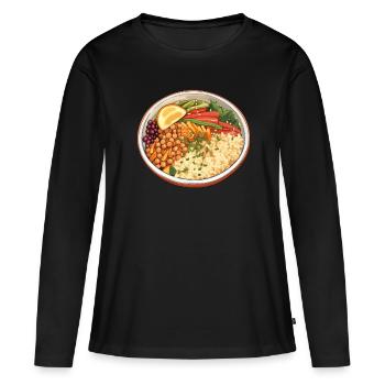 Bol de couscous Aliments sains - T-shirt manches longues Premium bio Femme - noir - Devant - Julia (174cm)