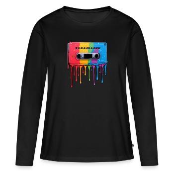 Gouttes de cassette - T-shirt manches longues Premium bio Femme - noir - Devant - Julia (174cm)
