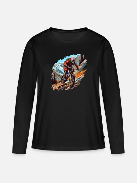 Mountainbike - Frauen Premium Bio Langarmshirt - Schwarz
