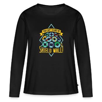 Tu ne peux pas me faire peur - Schildwall - T-shirt manches longues Premium bio Femme - noir - Devant - Julia (174cm)