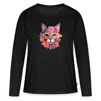 Esthétique du chat - T-shirt manches longues Premium bio Femme - noir - Devant - Julia (174cm)