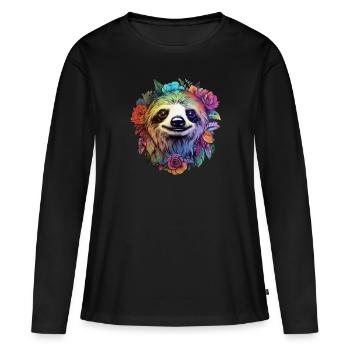 Fleur d’esthétique paresseuse - T-shirt manches longues Premium bio Femme - noir - Devant - Julia (174cm)