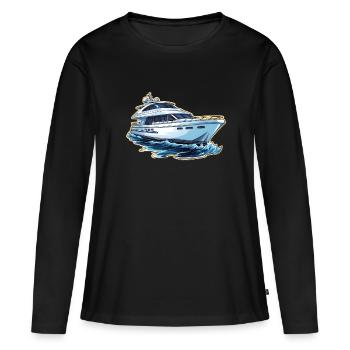 Yacht Motorboot - Frauen Premium Bio Langarmshirt - Schwarz - Vorne - Julia (174cm)