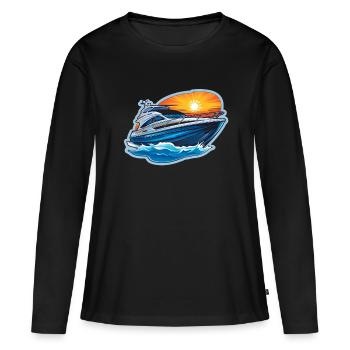 Yacht boat - T-shirt manches longues Premium bio Femme - noir - Devant - Julia (174cm)