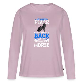Mon endroit préféré - Frison - T-shirt manches longues Premium bio Femme - rose poudré - Devant - Julia (174cm)