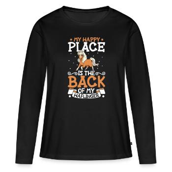 Mon endroit préféré - Haflinger - T-shirt manches longues Premium bio Femme - noir - Devant - Julia (174cm)