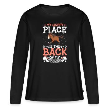 Mon endroit préféré - Pur-sang - T-shirt manches longues Premium bio Femme - noir - Devant - Julia (174cm)