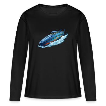 Hors-bord hors-bord - T-shirt manches longues Premium bio Femme - noir - Devant - Julia (174cm)