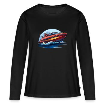 Motorboot - Frauen Premium Bio Langarmshirt - Schwarz - Vorne - Julia (174cm)