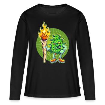 Cannabis Marijuana Weed Fumer - T-shirt manches longues Premium bio Femme - noir - Devant - Julia (174cm)