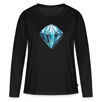 Cristal de diamant - T-shirt manches longues Premium bio Femme - noir - Devant - Julia (174cm)