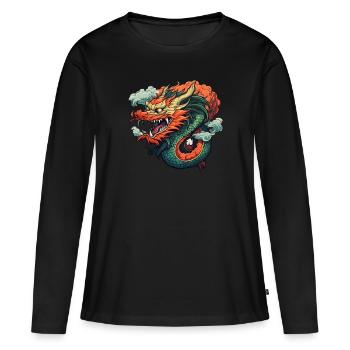 Dragon chinois - T-shirt manches longues Premium bio Femme - noir - Devant - Julia (174cm)