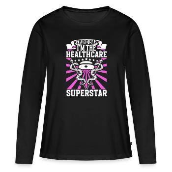 Superstar en tant qu’infirmière dans le système carcéral - T-shirt manches longues Premium bio Femme - noir - Devant - Julia (174cm)