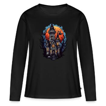 Maison hantée effrayante - T-shirt manches longues Premium bio Femme - noir - Devant - Julia (174cm)