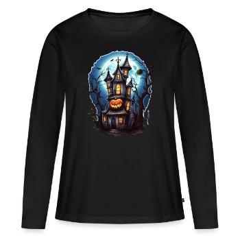 Halloween haunted house - Women's Premium Organic Long Sleeve Shirt - black - Front - Julia (174cm)