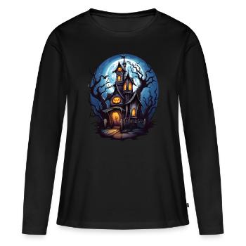 Maison hantée d’Halloween - T-shirt manches longues Premium bio Femme - noir - Devant - Julia (174cm)