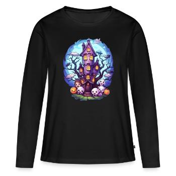 Maison hantée d’anime - T-shirt manches longues Premium bio Femme - noir - Devant - Julia (174cm)