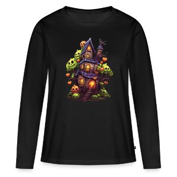 Anime Manga Maison hantée - T-shirt manches longues Premium bio Femme - noir - Devant - Julia (174cm)
