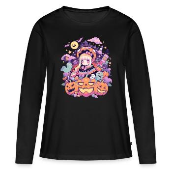 Esthétique Anime Halloween - T-shirt manches longues Premium bio Femme - noir - Devant - Julia (174cm)