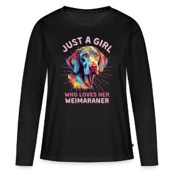 Amoureux du Braque de Weimar Art coloré - T-shirt manches longues Premium bio Femme - noir - Devant - Julia (174cm)