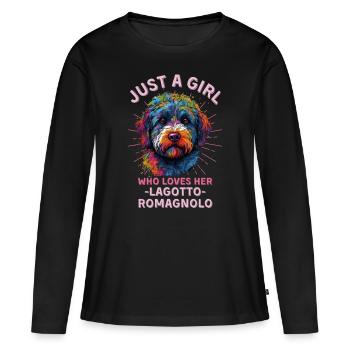 Lagotto Romagnolo Liebhaber - Frauen Premium Bio Langarmshirt - Schwarz - Vorne - Julia (174cm)