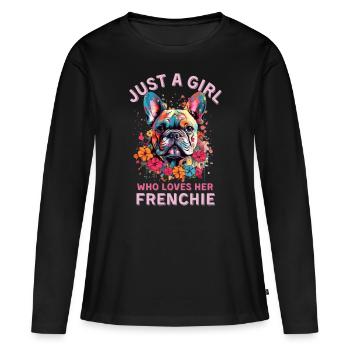 French Bulldog Lovers - Women's Premium Organic Long Sleeve Shirt - black - Front - Julia (174cm)