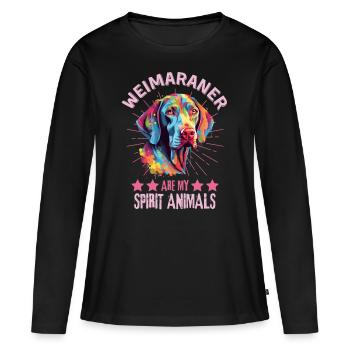 Weimaraner Amateurs d’art coloré de Weimaraner - T-shirt manches longues Premium bio Femme - noir - Devant - Julia (174cm)