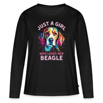 Beagle Lovers Art coloré du Beagle - T-shirt manches longues Premium bio Femme - noir - Devant - Julia (174cm)
