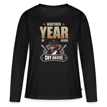 Cadeau d’anniversaire Barber Job - T-shirt manches longues Premium bio Femme - noir - Devant - Julia (174cm)
