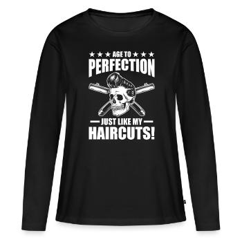Cadeau d’anniversaire Barber Job - T-shirt manches longues Premium bio Femme - noir - Devant - Julia (174cm)