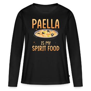 La paella est mon plat préféré - T-shirt manches longues Premium bio Femme - noir - Devant - Julia (174cm)